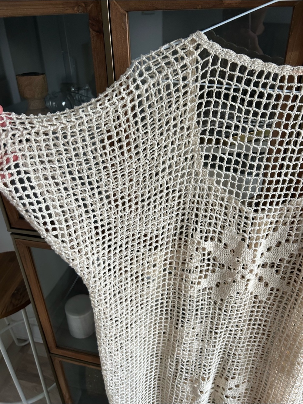 Vintage 100% Cotton Crochet Button-Front Cover-Up Bikini Swimsuit - Picture 7 of 9